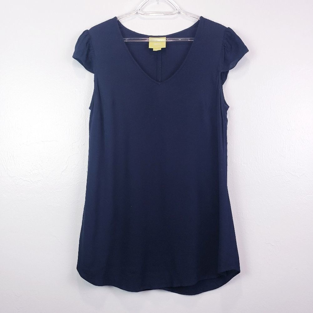 Anthropologie Ruffle Cap Sleeve Top